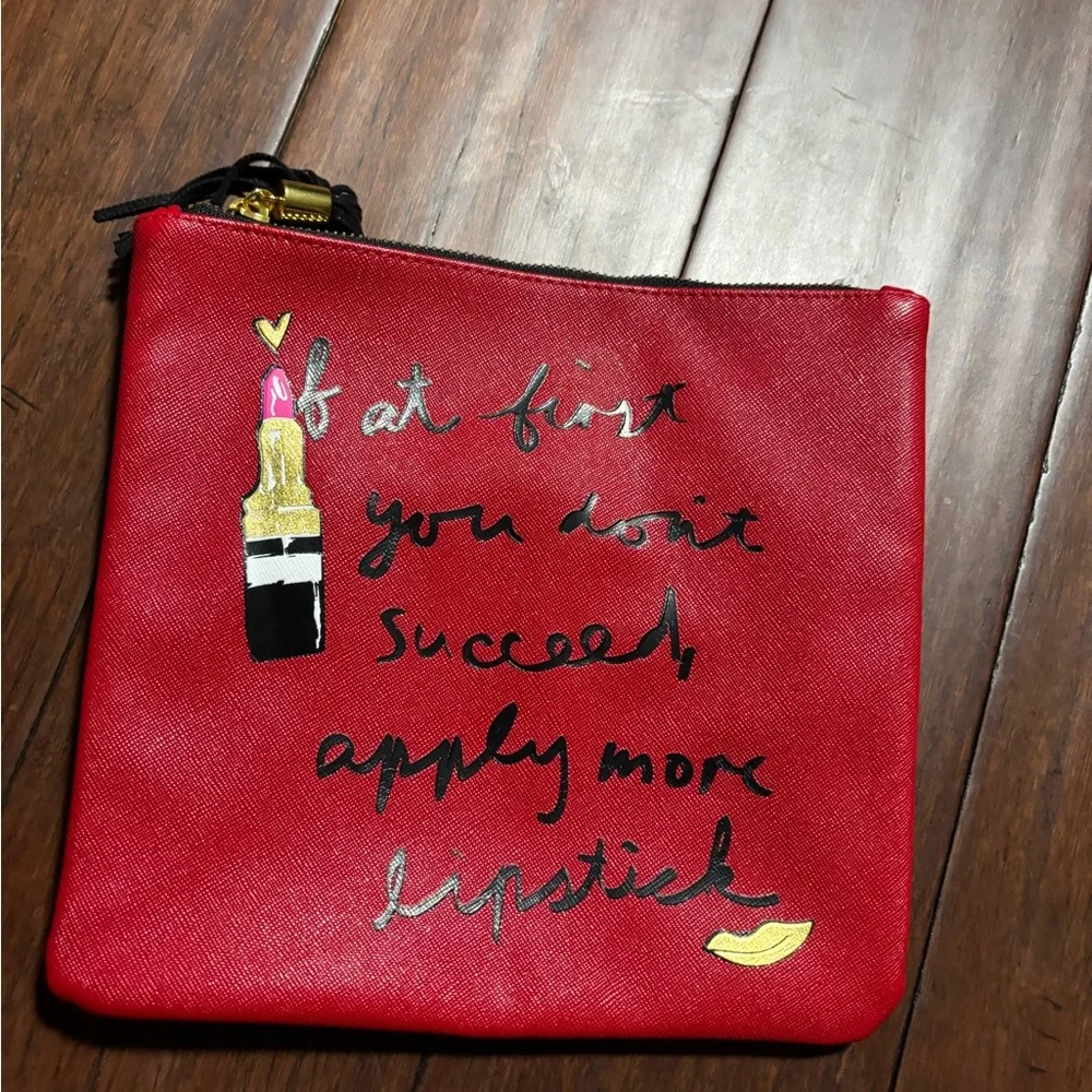 Red  Pouch with Lipstick Motif u